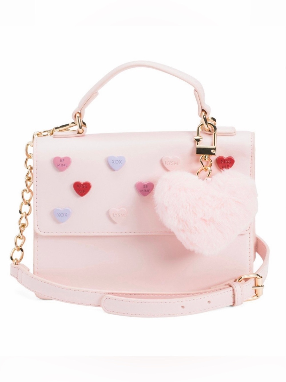 Betsey Johnson Pink Candy Conversation Hearts "XOMYLO 2" Crossbody Bag